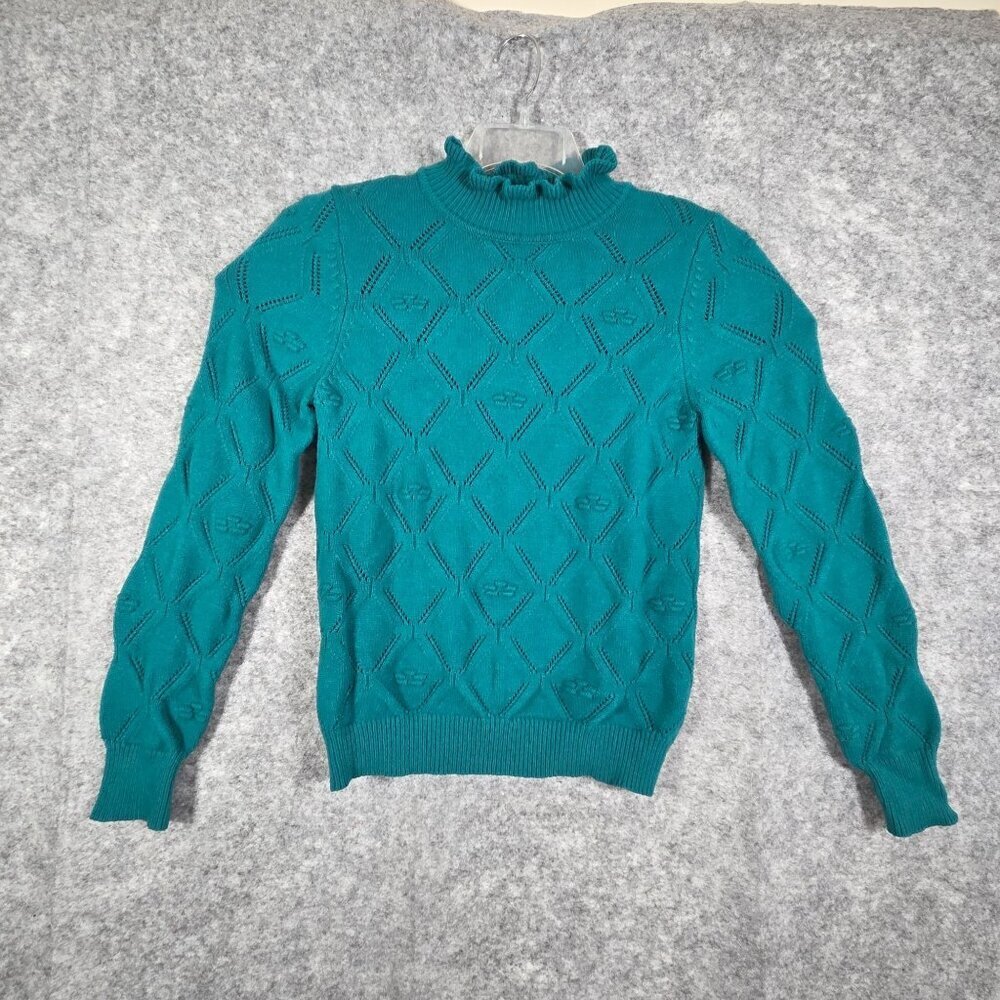 Nanette Nanette Lepore Knit Sweater Mockneck Long Sleeve Pullover Teal Women's S